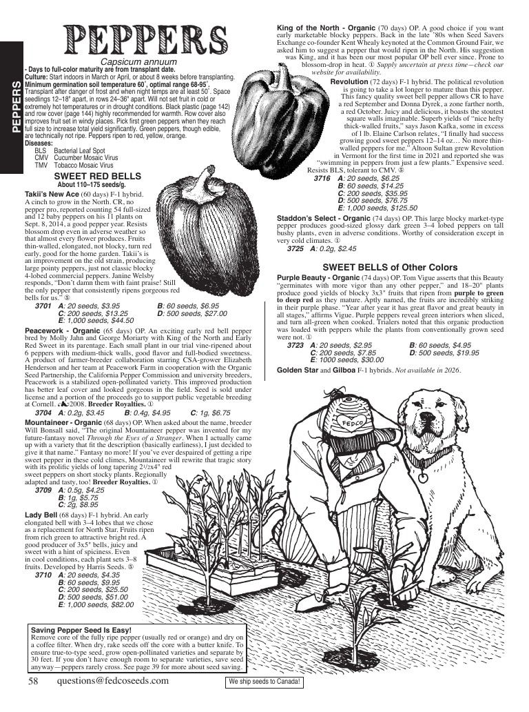 Fedco Seeds Seeds Catalog Weekly Ad January 1 - December 31, 2026