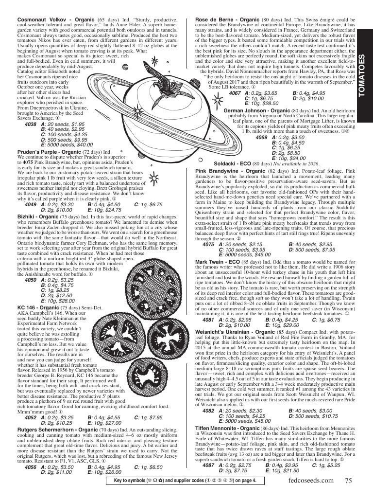 Fedco Seeds Seeds Catalog Weekly Ad January 1 - December 31, 2026