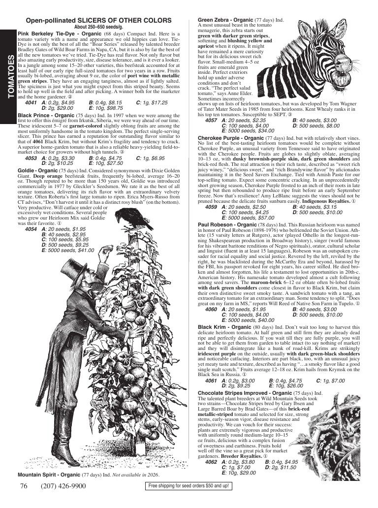 Fedco Seeds Seeds Catalog Weekly Ad January 1 - December 31, 2026