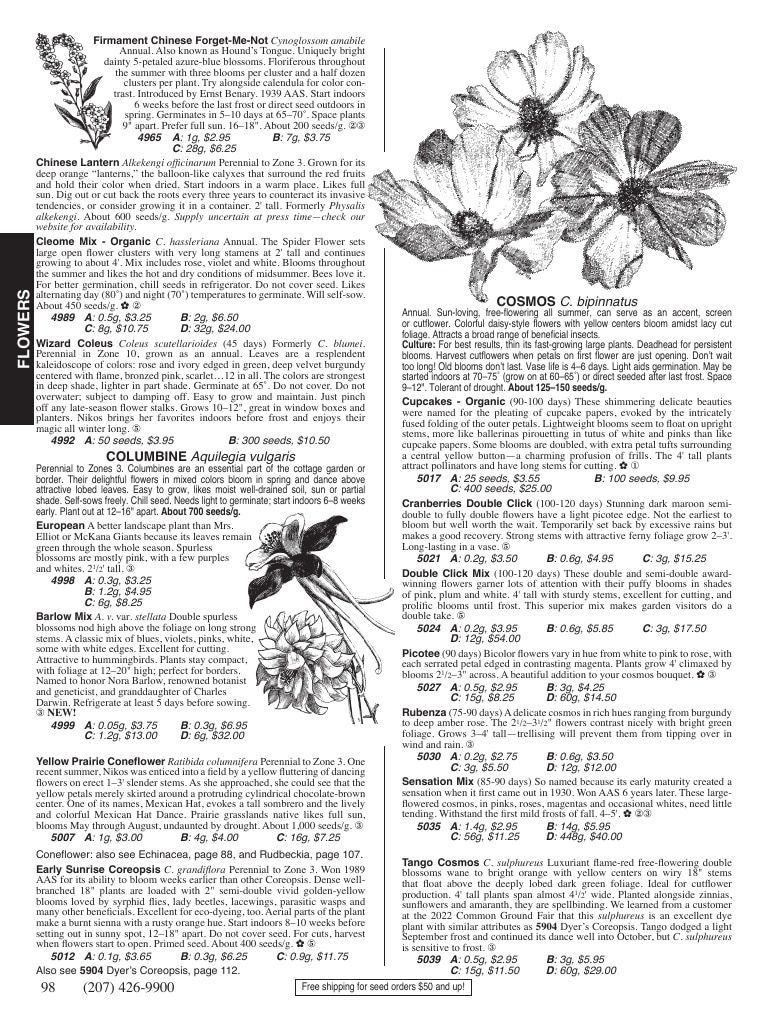 Fedco Seeds Seeds Catalog Weekly Ad January 1 - December 31, 2026