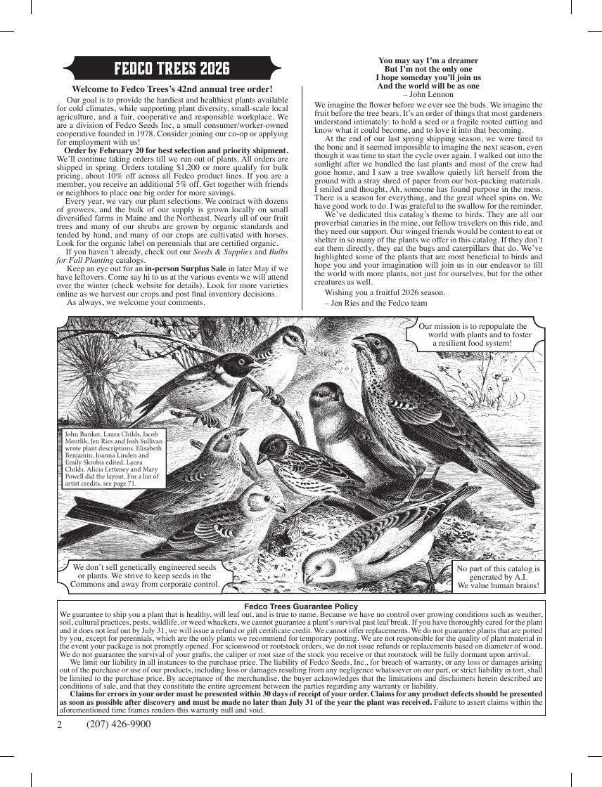 Fedco Seeds Trees Catalog Weekly Ad January 1 - December 31, 2026