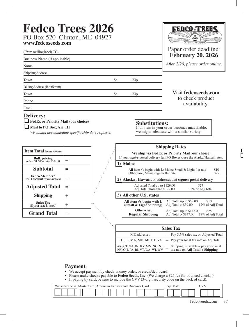 Fedco Seeds Trees Catalog Weekly Ad January 1 - December 31, 2026
