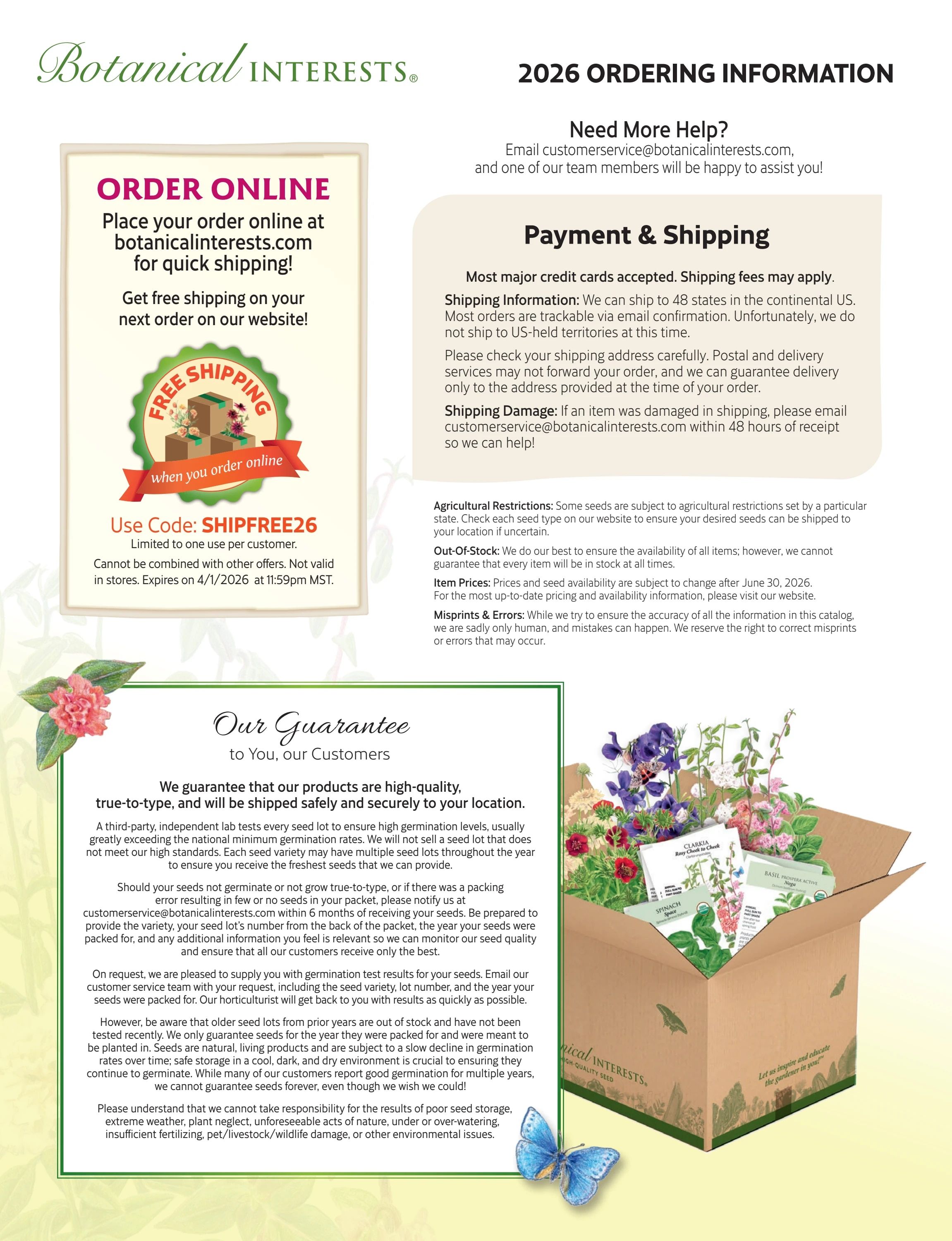 Botanical Interests Annual Catalog Weekly Ad January 1 - December 31, 2026
