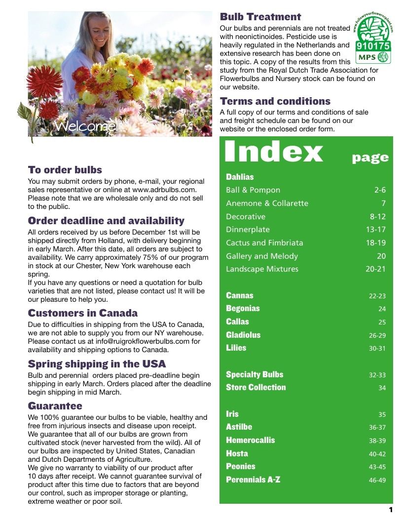 A.D.R. Bulbs Summer Flowering Bulbs Catalog Weekly Ad January 1 - December 31, 2026