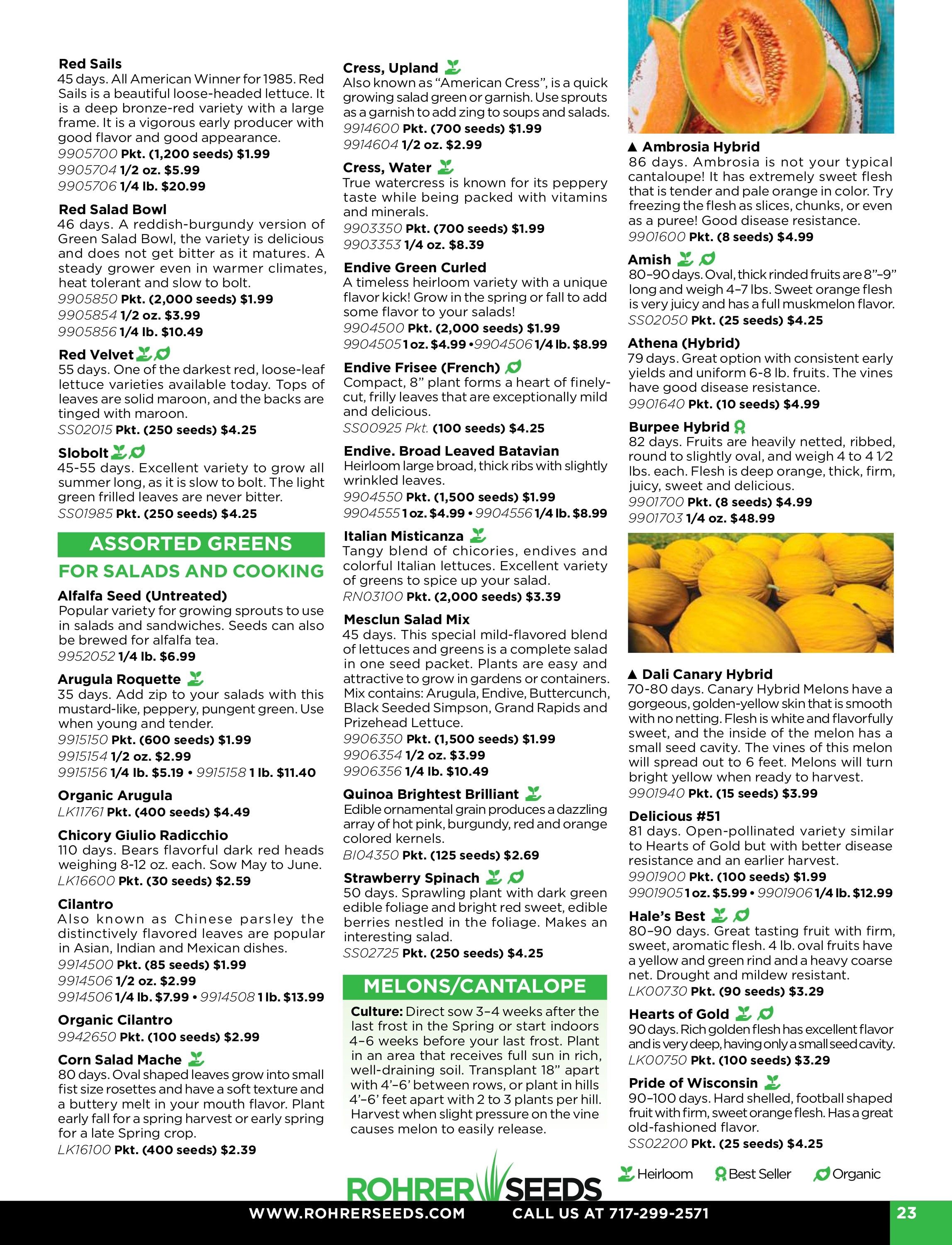 Rohrer Seeds Annual Seed Catalog Weekly Ad January 1 - December 31, 2026