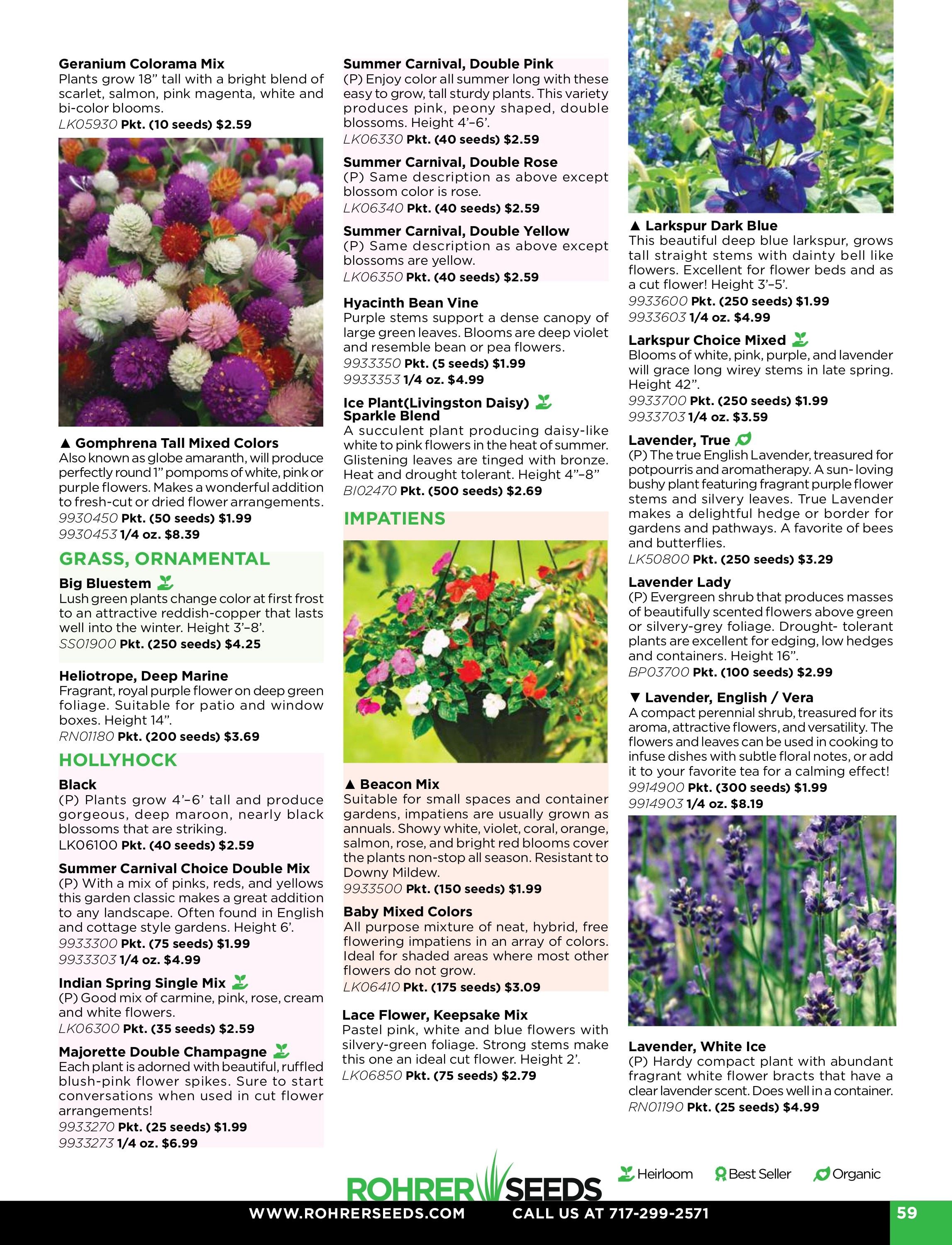 Rohrer Seeds Annual Seed Catalog Weekly Ad January 1 - December 31, 2026
