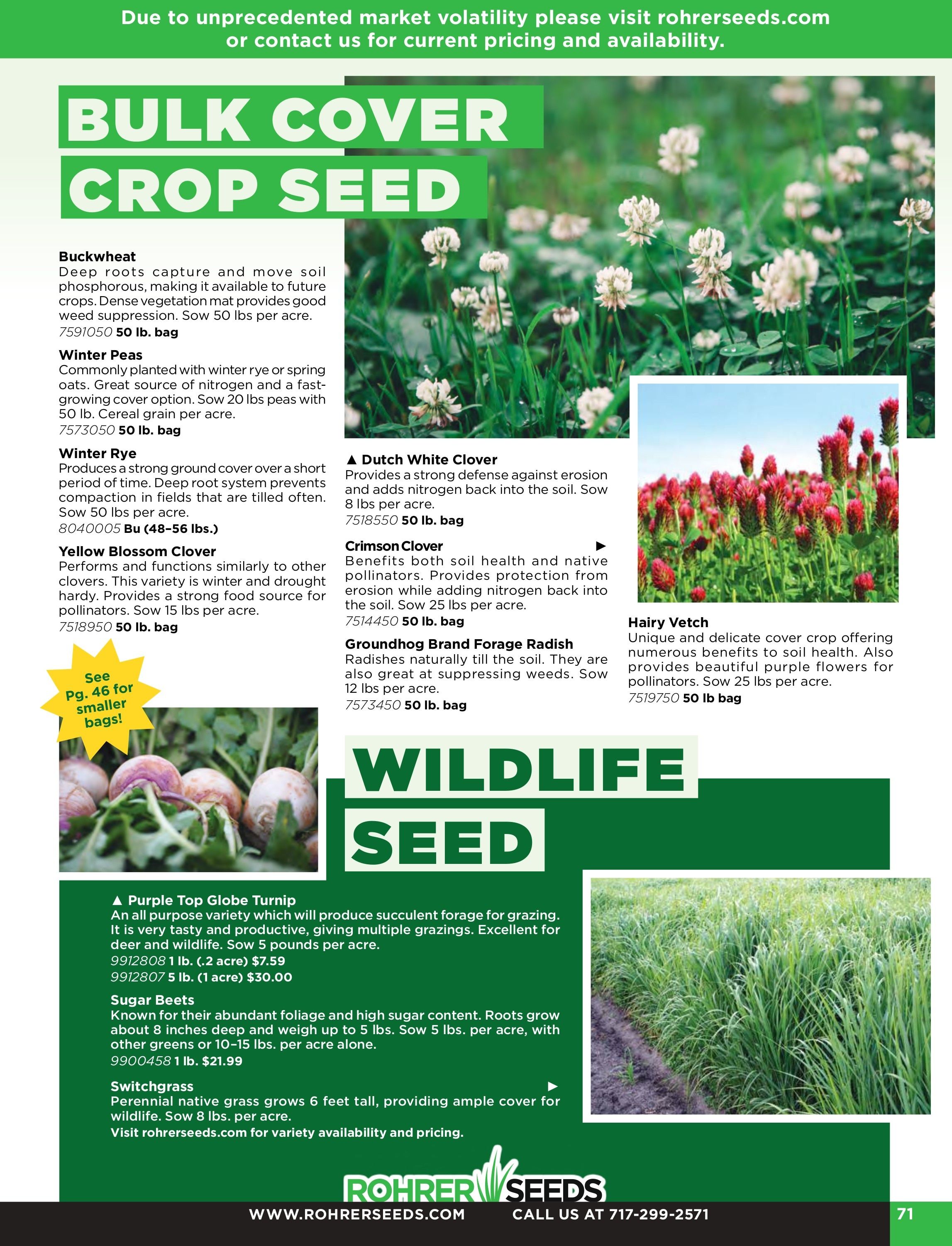 Rohrer Seeds Annual Seed Catalog Weekly Ad January 1 - December 31, 2026