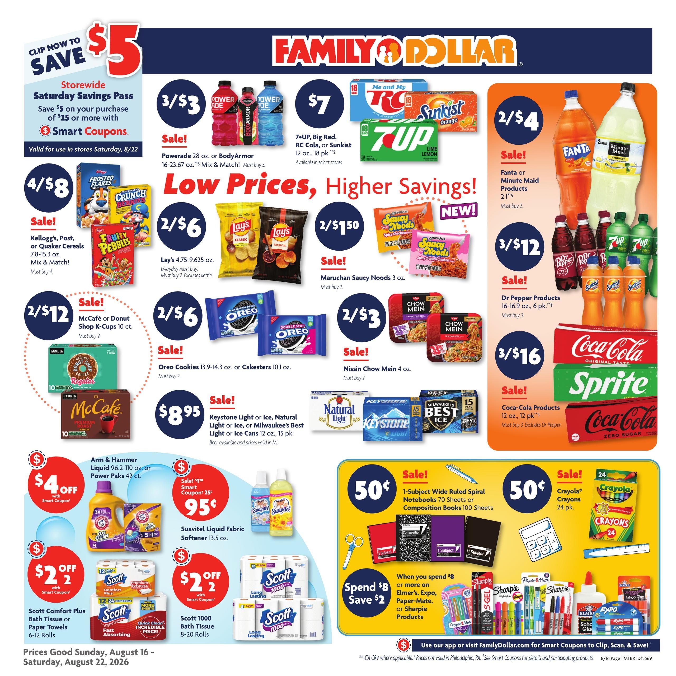 Family Dollar (MI) Weekly Ad August 16 - 22, 2026