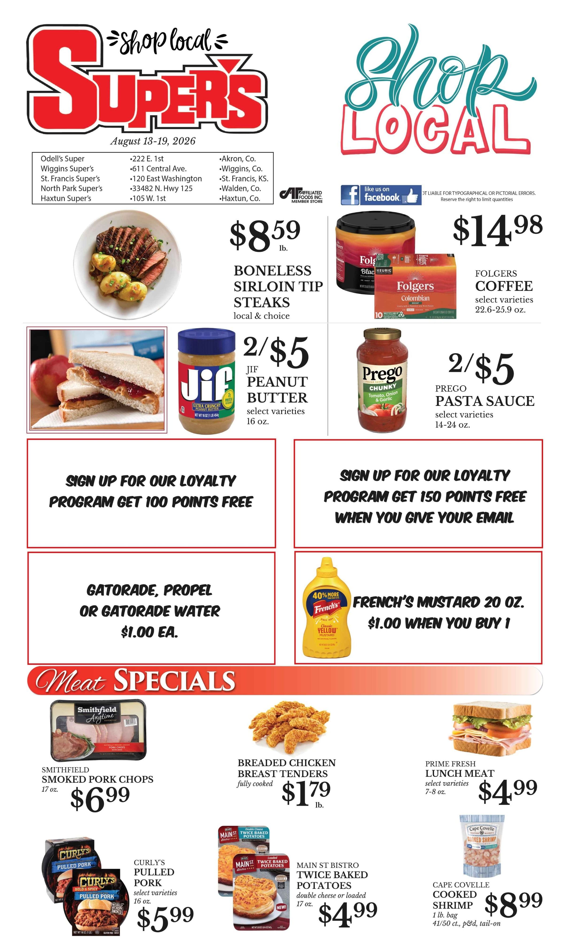 St. Francis Super's akronsuper@gmail.com. Weekly Ad August 13 - 19, 2026