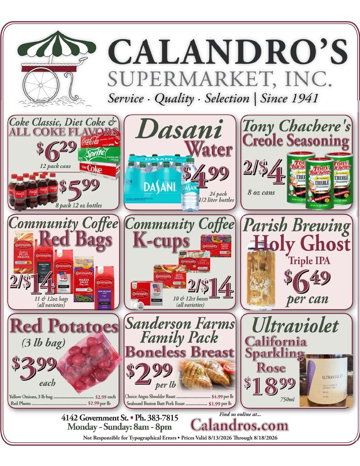 Calandro's Supermarket Weekly Ad August 13 - 18, 2026