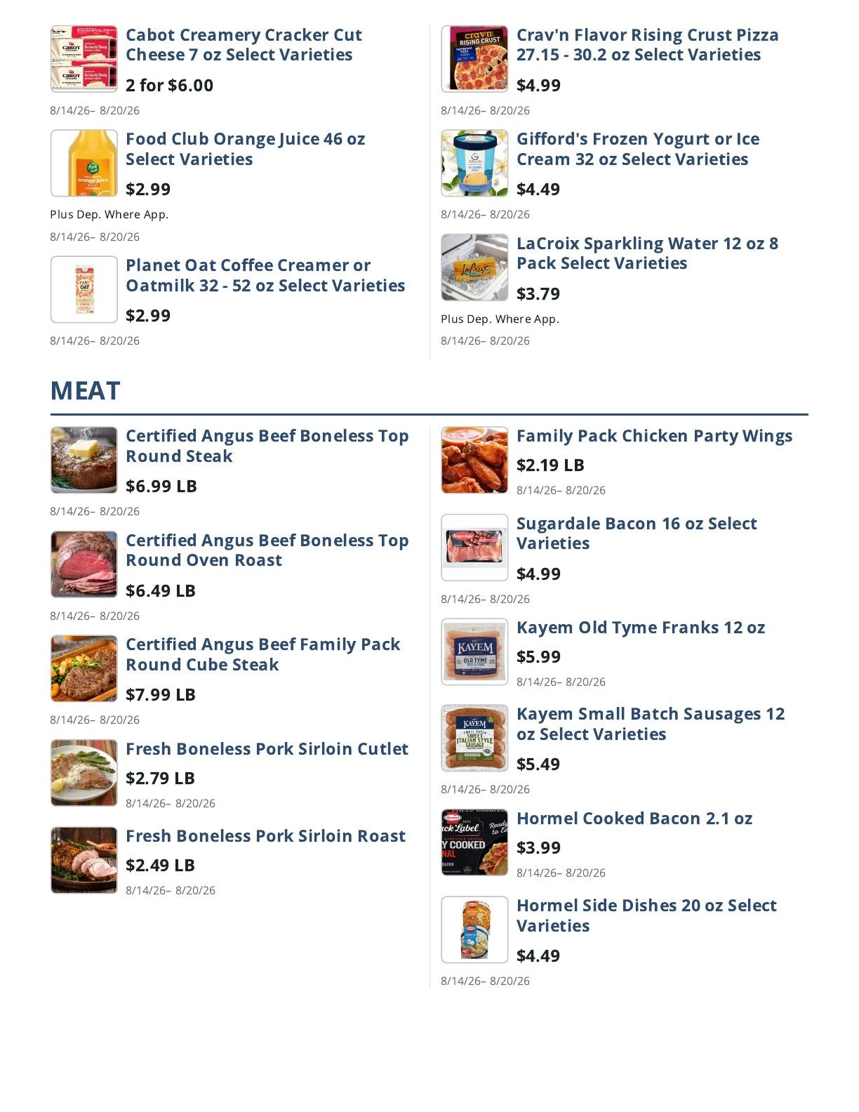 Main Street Grocery Weekly Ad August 14 - 20, 2026