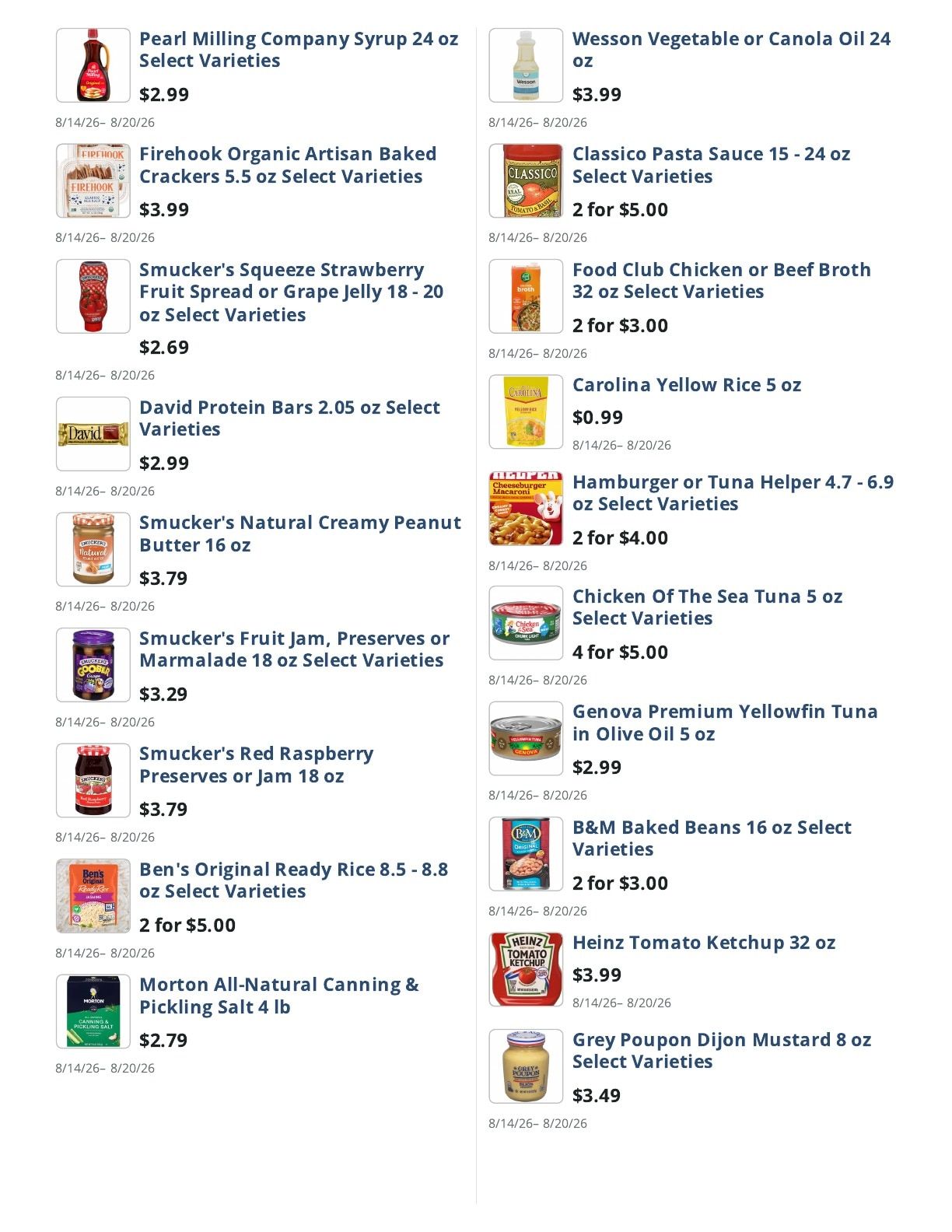 Main Street Grocery Weekly Ad August 14 - 20, 2026