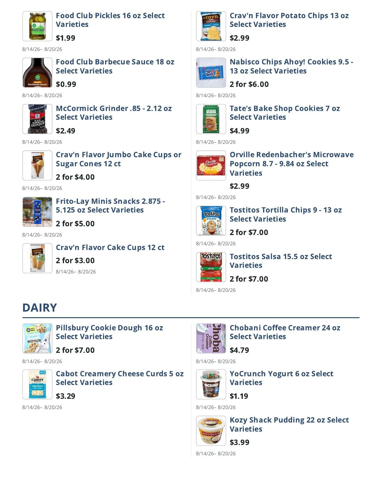 Main Street Grocery Weekly Ad August 14 - 20, 2026
