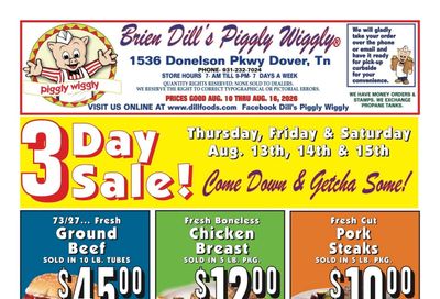 Piggly Wiggly Dover Tn Weekly Ad August 10 - 16, 2026