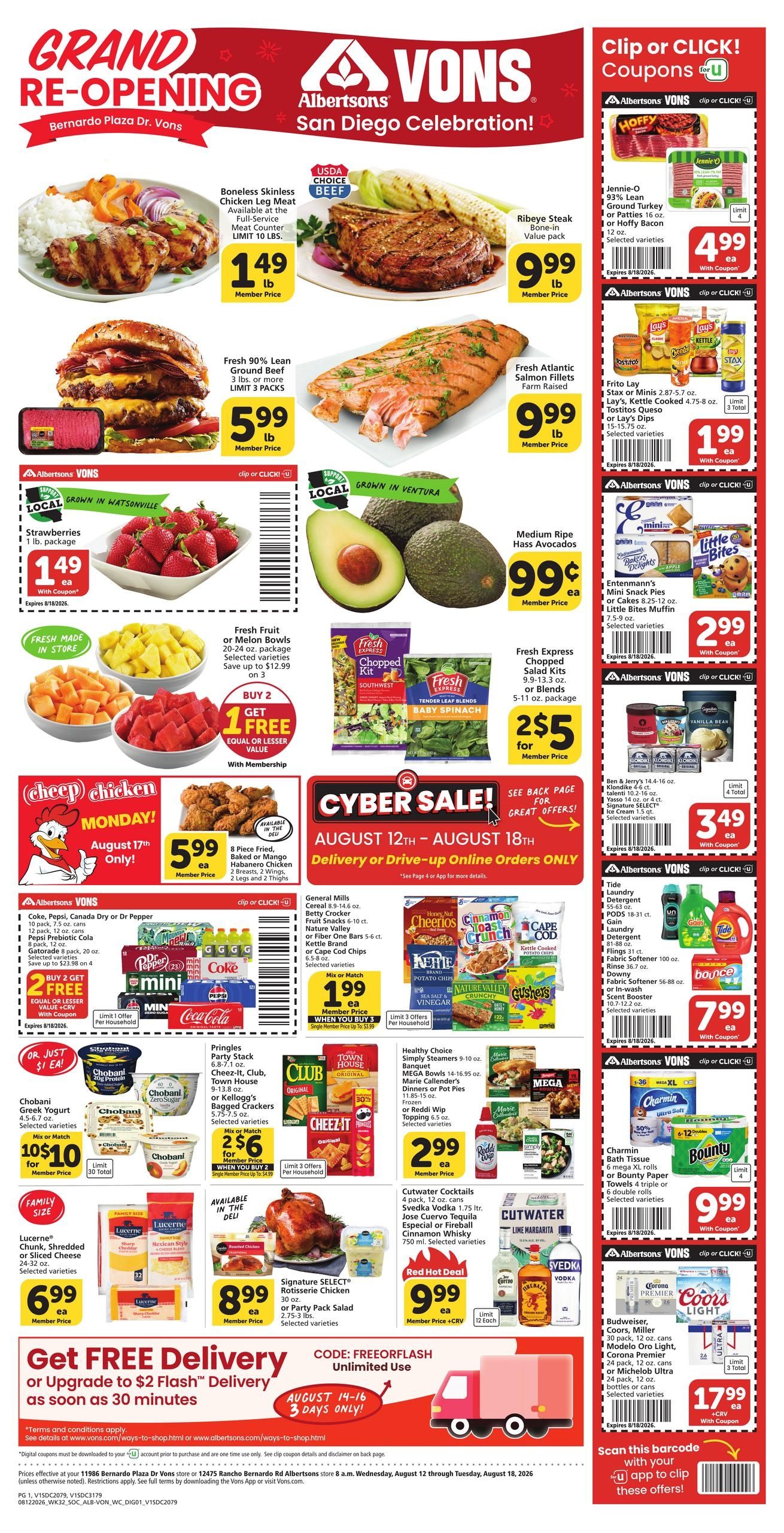 Albertsons (San Diego–Poway Area, CA) Weekly Ad August 12 - 18, 2026