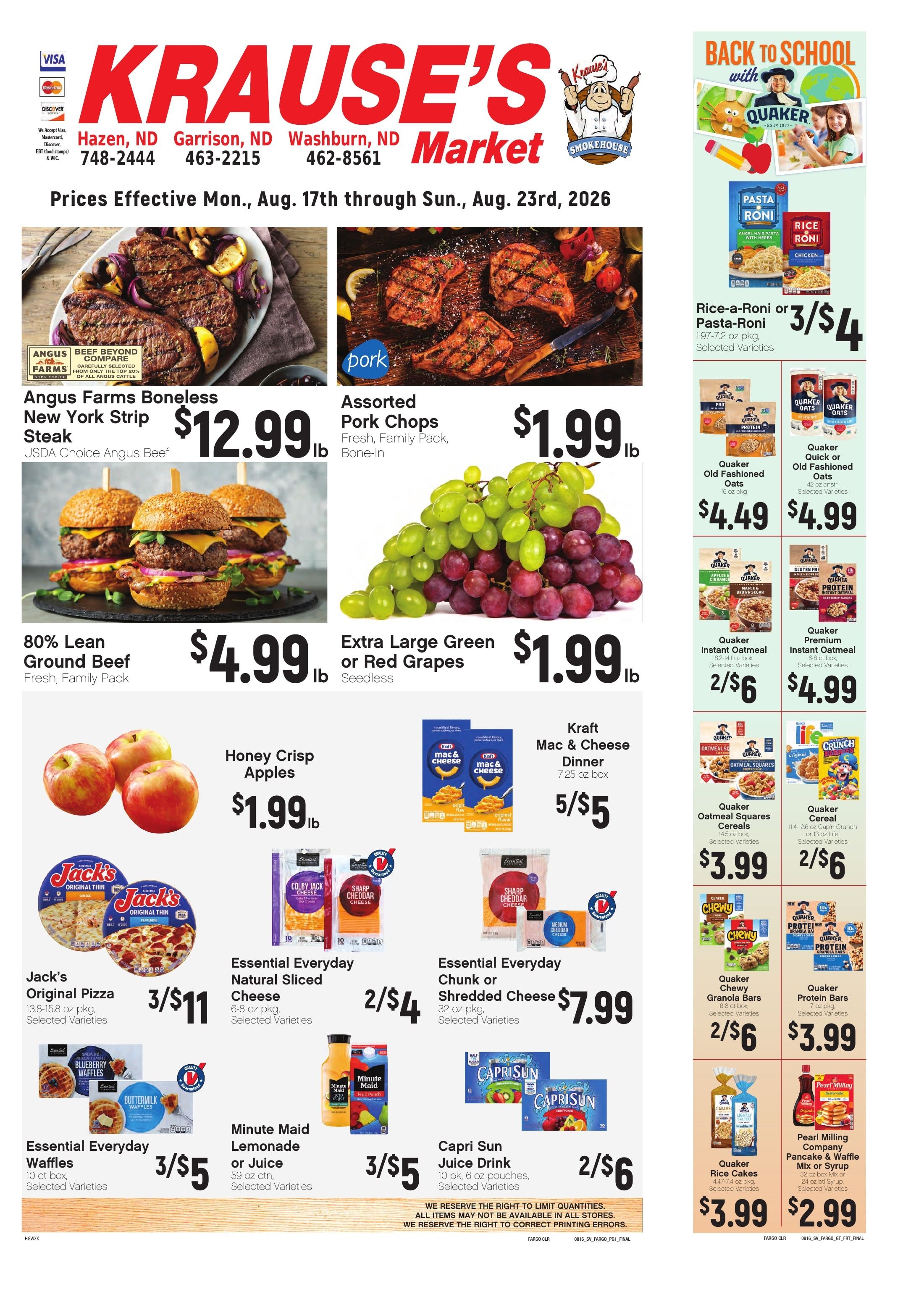 Krause's SuperValu Weekly Ad August 17 - 23, 2026