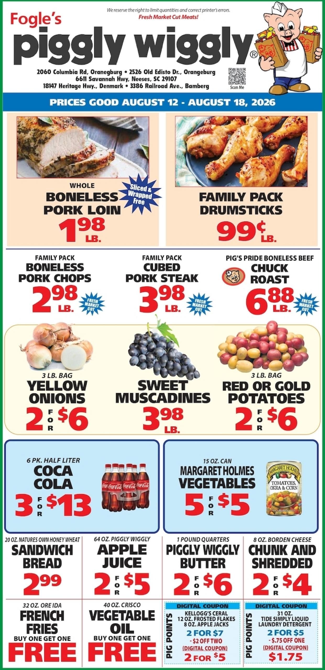 Piggly Wiggly (Swansea Area, SC) Weekly Ad August 12 - 18, 2026