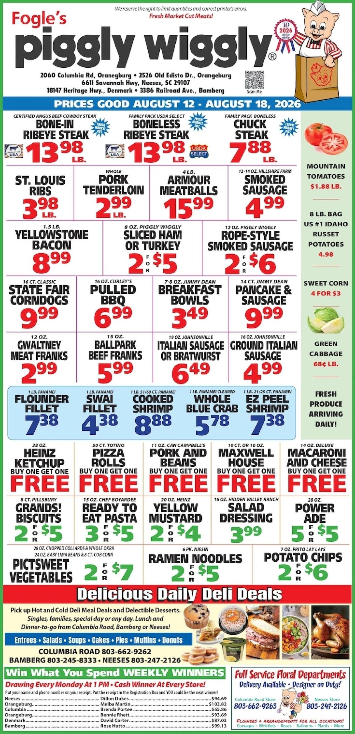 Piggly Wiggly (Swansea Area, SC) Weekly Ad August 12 - 18, 2026