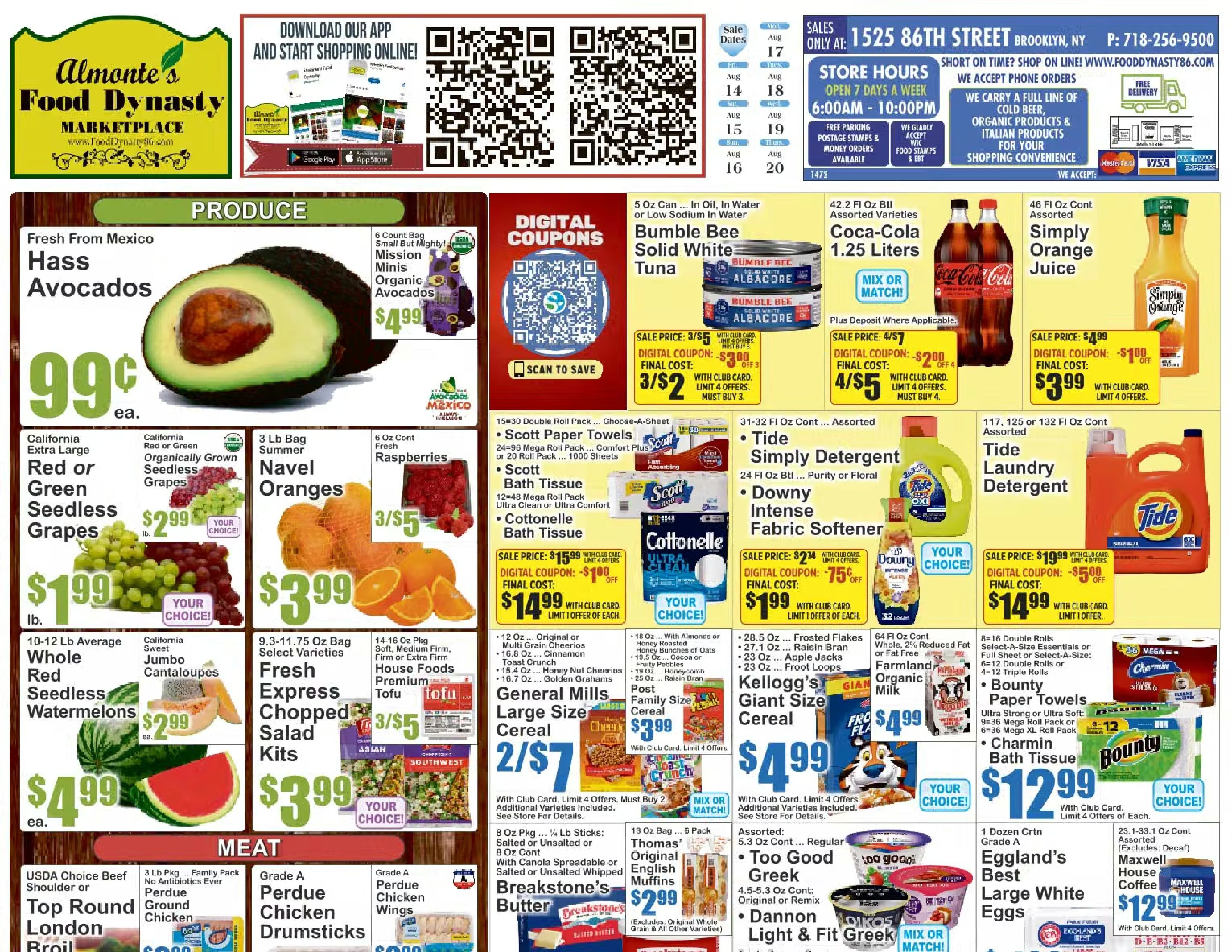 Almonte's Food Dynasty (1525 86th Street, Brooklyn, NY) Weekly Ad August 14 - 20, 2026