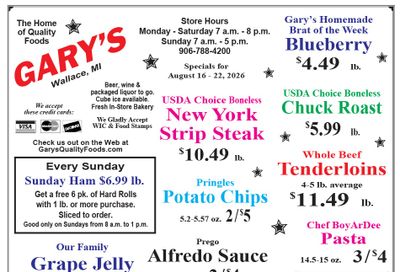 Gary's Quality Foods Weekly Ad August 16 - 22, 2026