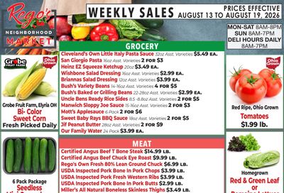 Rego's Neighborhood Market Weekly Ad August 13 - 19, 2026