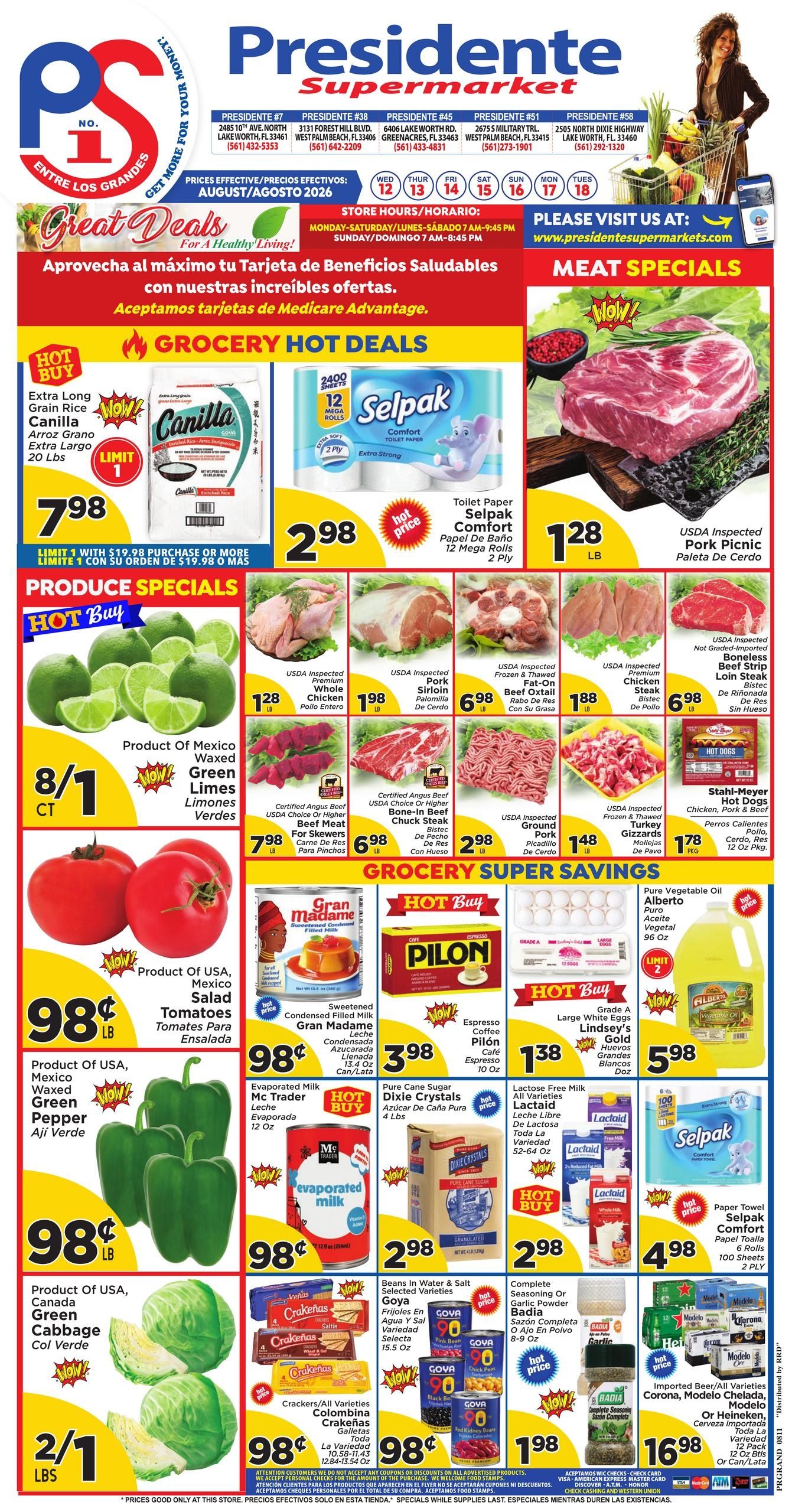 Presidente Supermarkets (Royal Palm Beach–Palm Beach Area, FL) Weekly Ad August 12 - 18, 2026