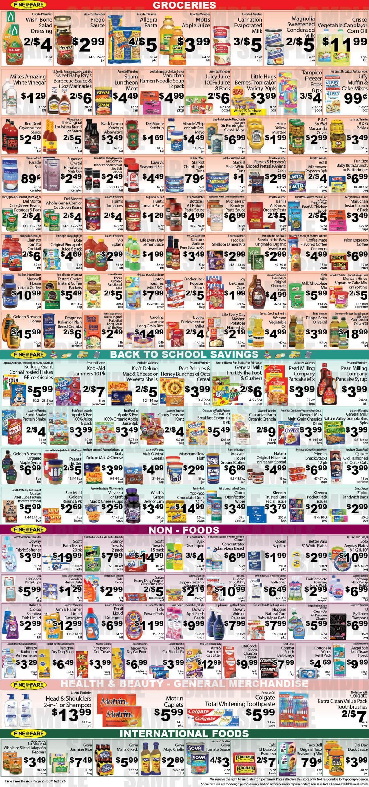 Fine Fare Supermarkets (New York Area, NY) Weekly Ad August 16 - 22, 2026