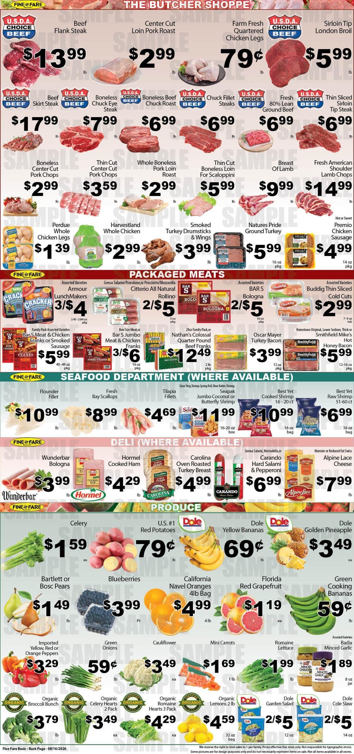 Fine Fare Supermarkets (New York Area, NY) Weekly Ad August 16 - 22, 2026