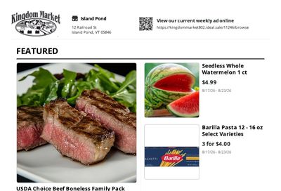 Kingdom Market Weekly Ad August 17 - 23, 2026