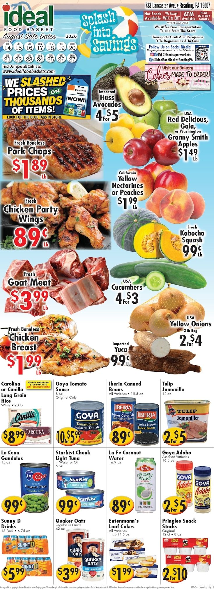 Ideal Food Basket (733 Lancaster Ave, Reading, PA) Weekly Ad August 21 - 27, 2026