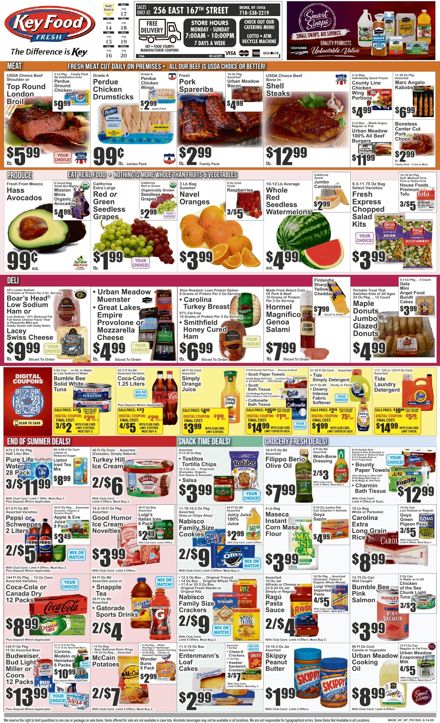 Key Food (256 E. 167th St., Bronx, NY) Weekly Ad August 14 - 20, 2026