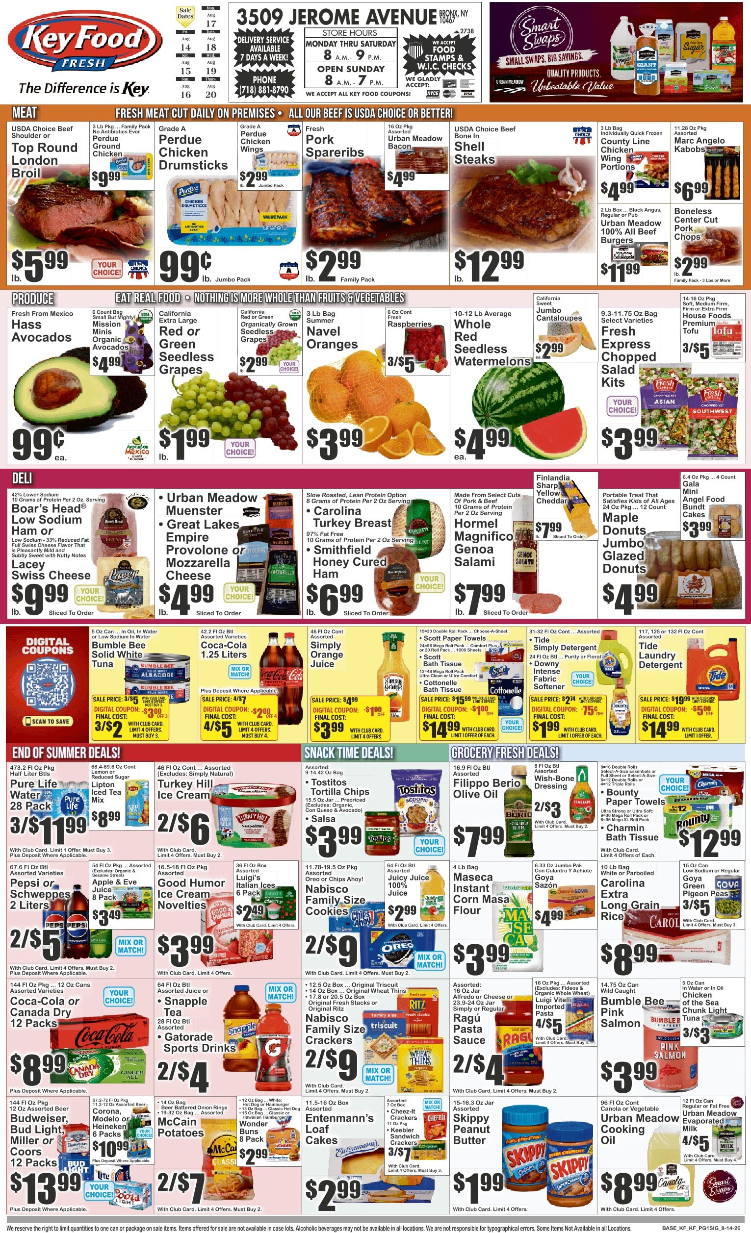Key Food (3509 Jerome Avenue, Bronx, NY) Weekly Ad August 14 - 20, 2026