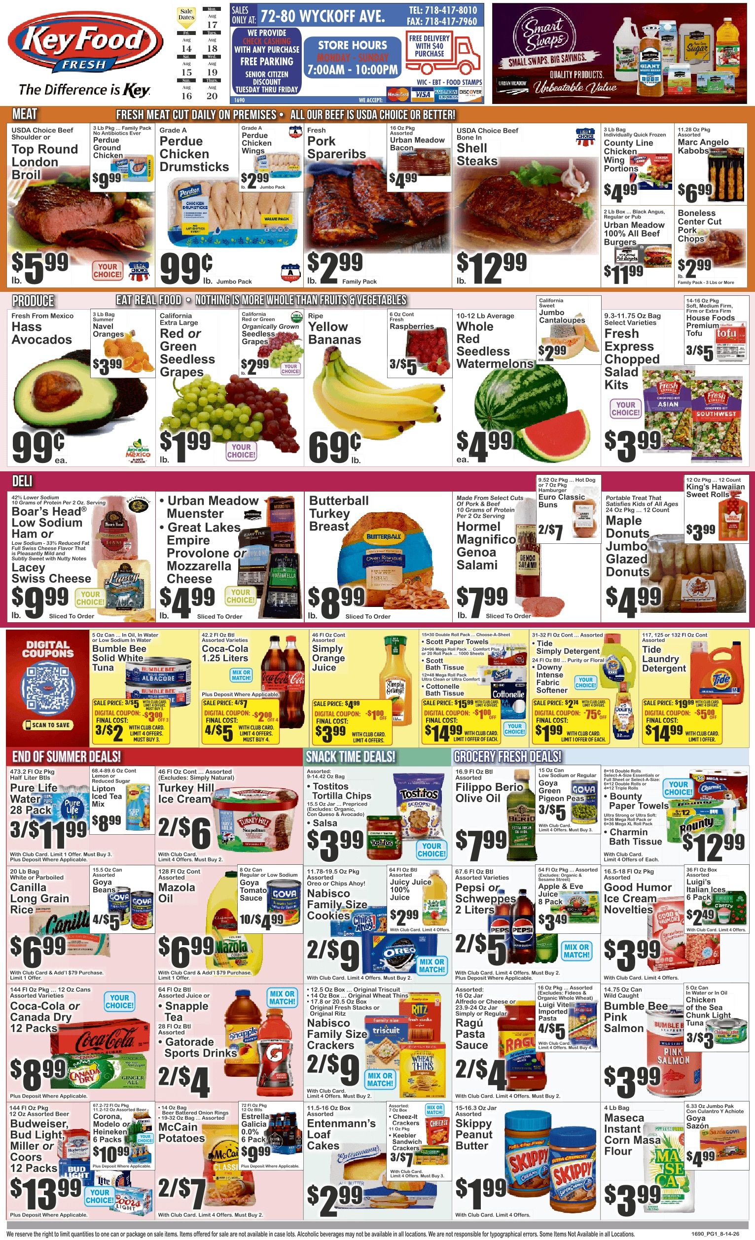 Key Food (72-80 Wyckoff Ave., Brooklyn, NY) Weekly Ad August 14 - 20, 2026