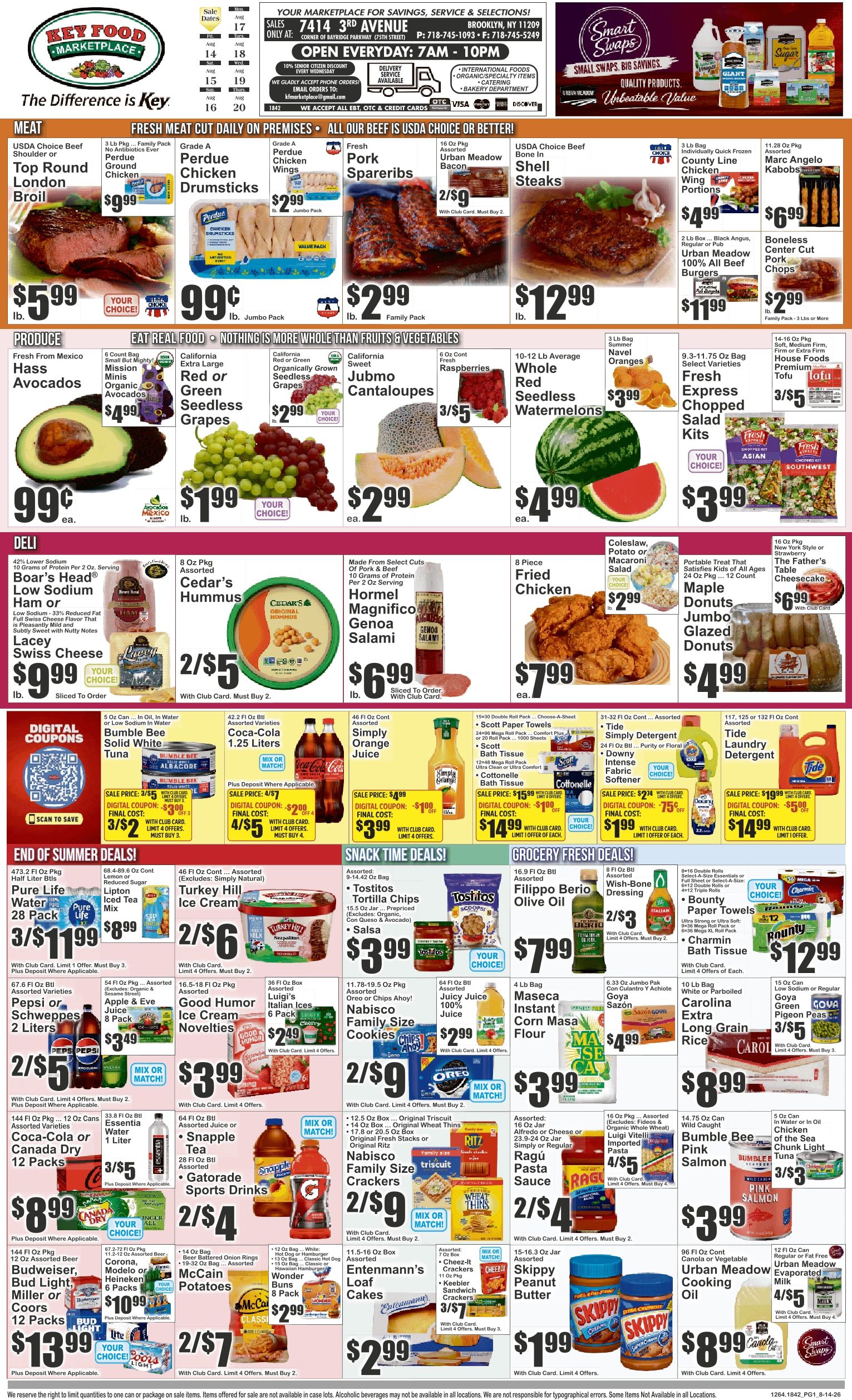 Key Food (7414 3rd Ave., Brooklyn, NY) Weekly Ad August 14 - 20, 2026