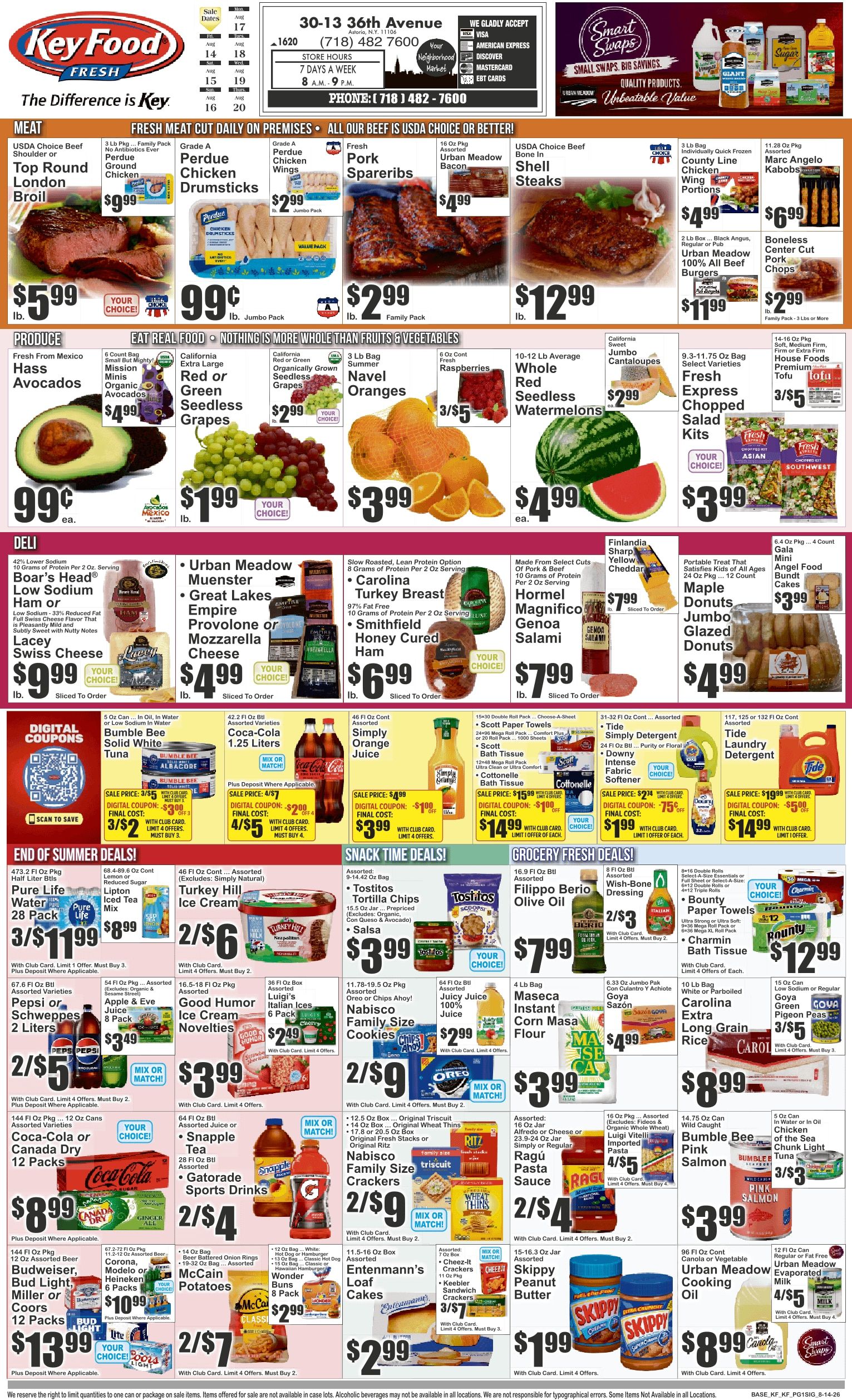 Key Food (30-13 36th Ave., Astoria, NY) Weekly Ad August 14 - 20, 2026