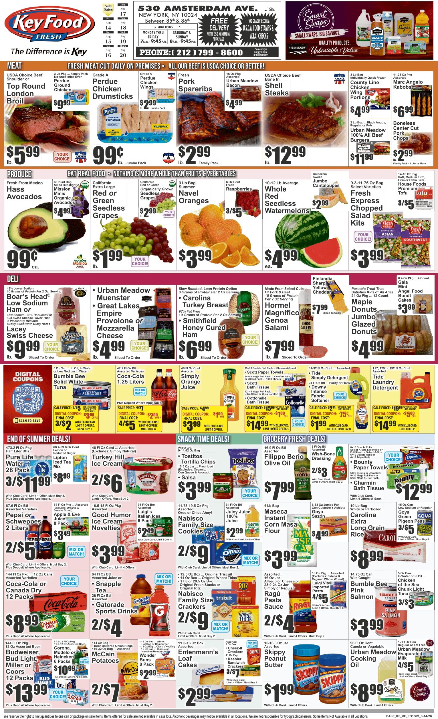 Key Food (530 Amsterdam Ave., New York, NY) Weekly Ad August 14 - 20, 2026