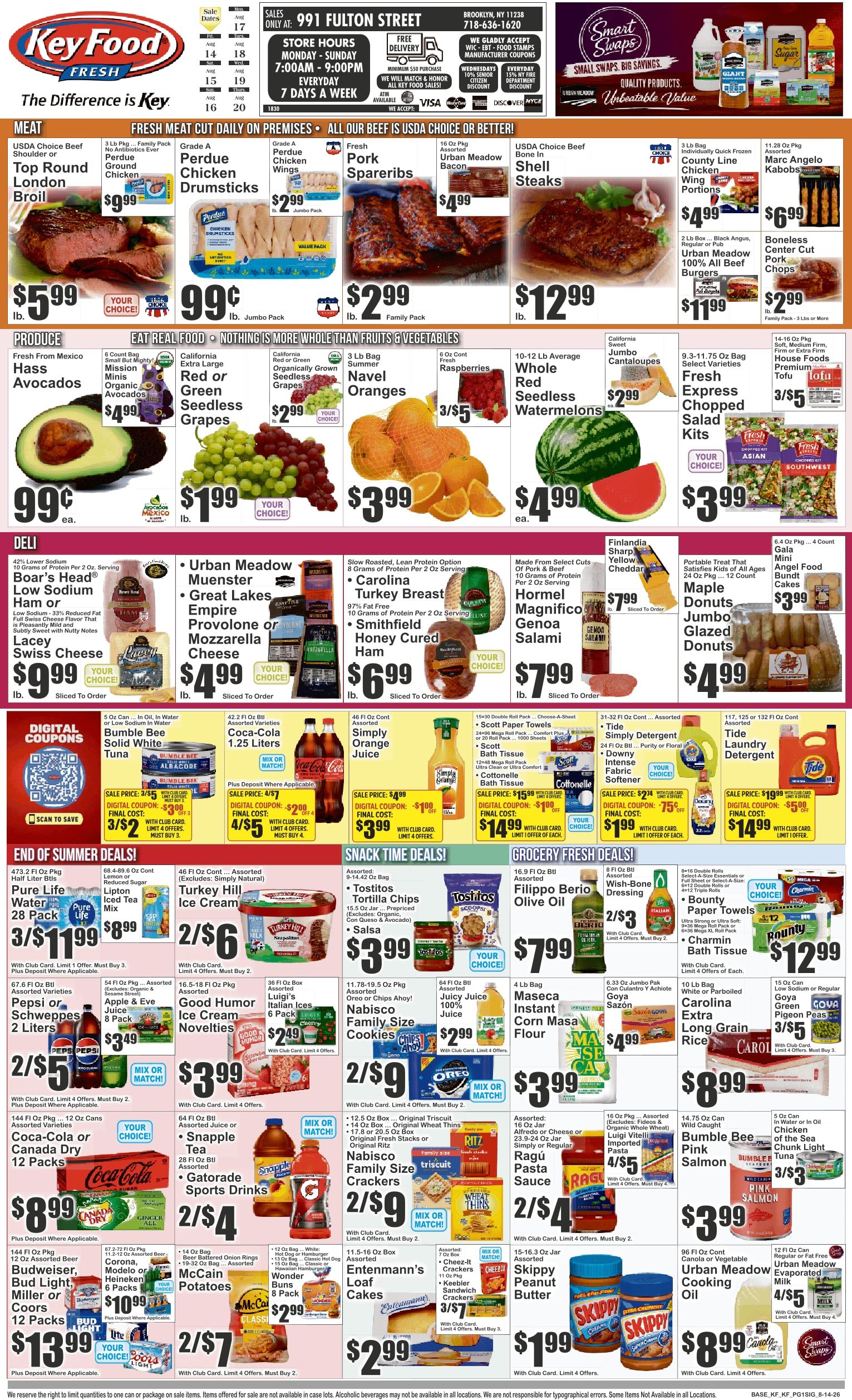 Key Food (991 Fulton St., Brooklyn, NY) Weekly Ad August 14 - 20, 2026