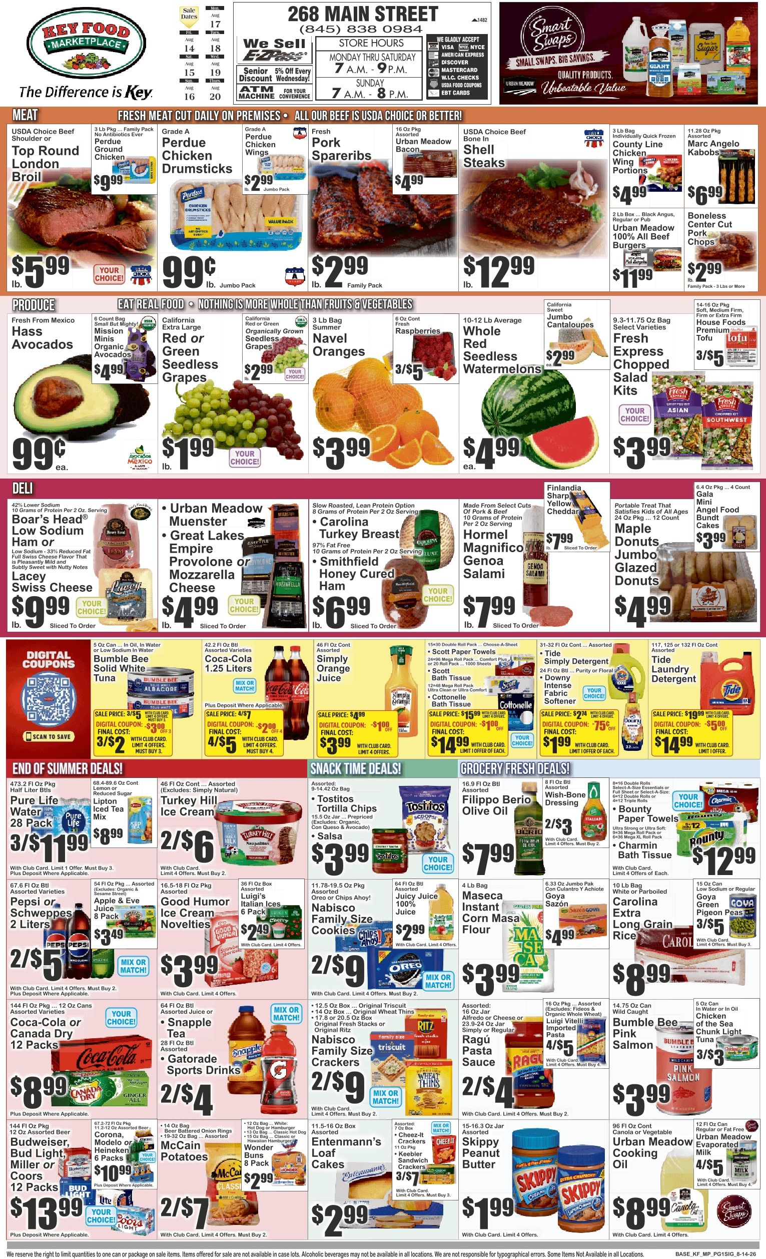 Key Food (Beacon, NY) Weekly Ad August 14 - 20, 2026