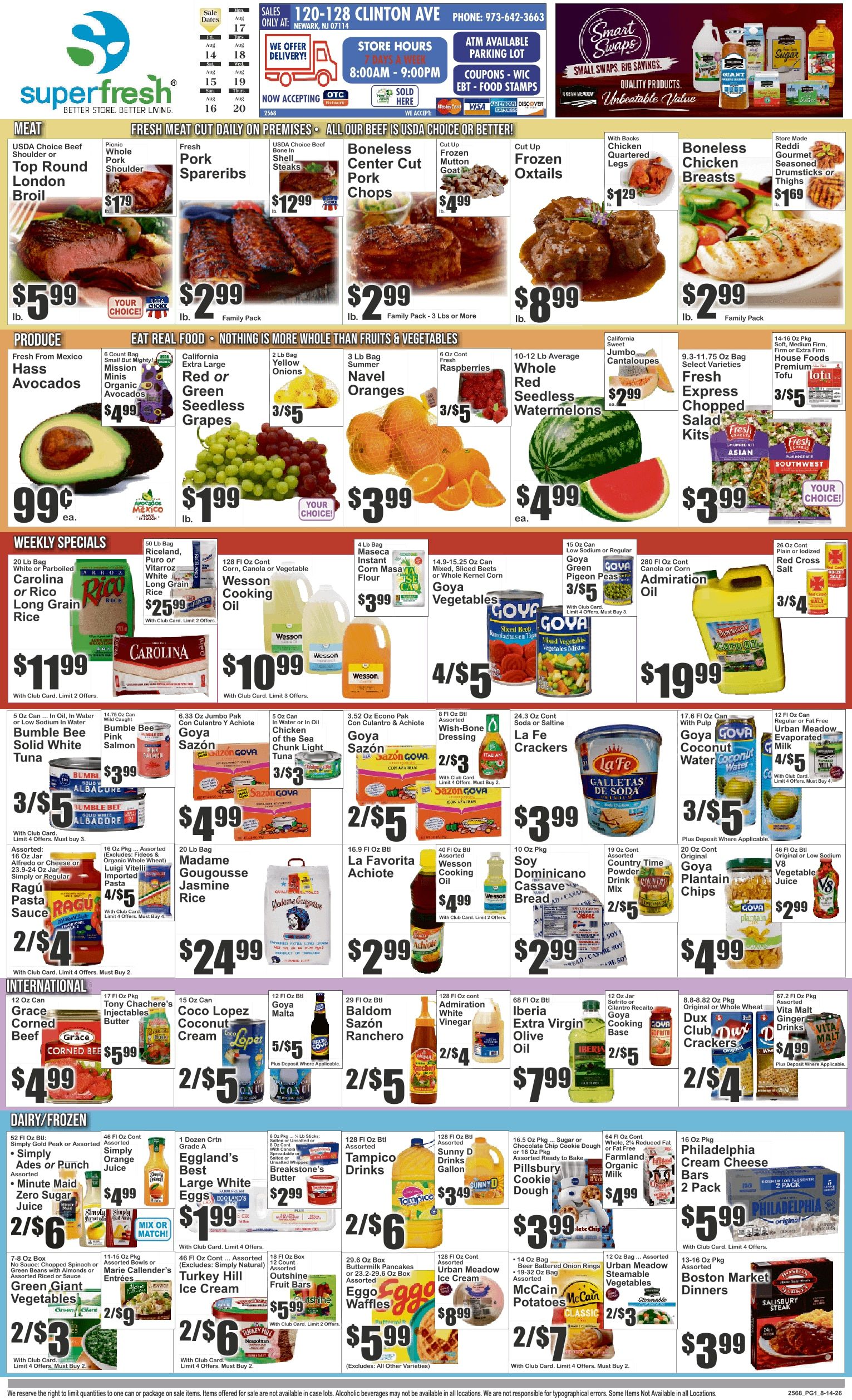 SuperFresh Supermarkets (Newark, NJ) SuperFresh Weekly Ad August 14 - 20, 2026