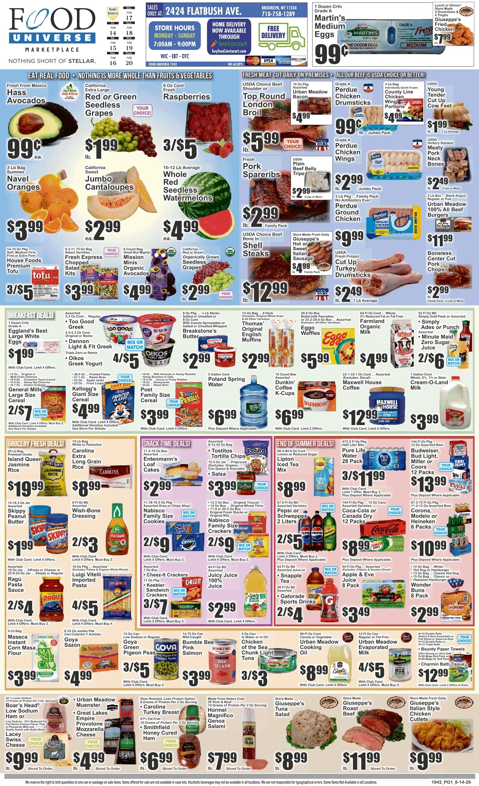 Food Universe (2424 Flatbush Ave., Brooklyn, NY) Weekly Ad August 14 - 20, 2026