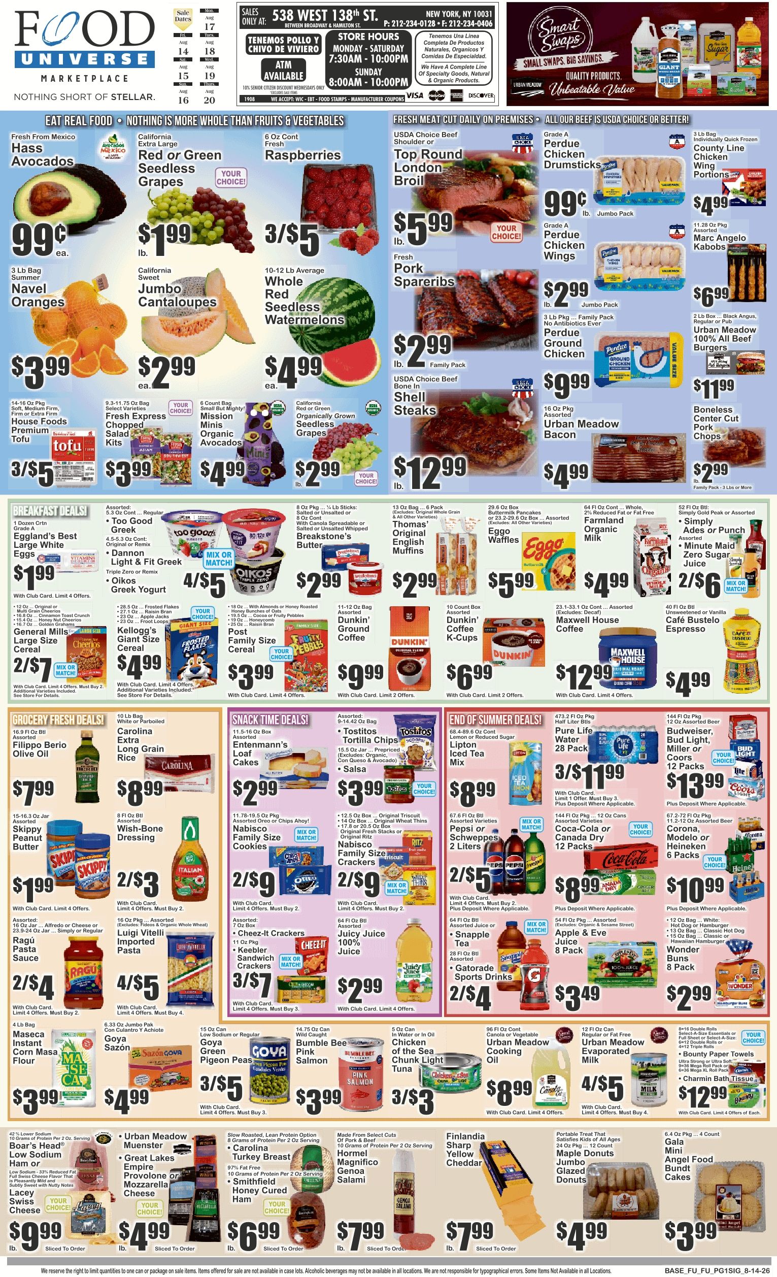 Food Universe (538 W. 138th St., New York, NY) Weekly Ad August 14 - 20, 2026