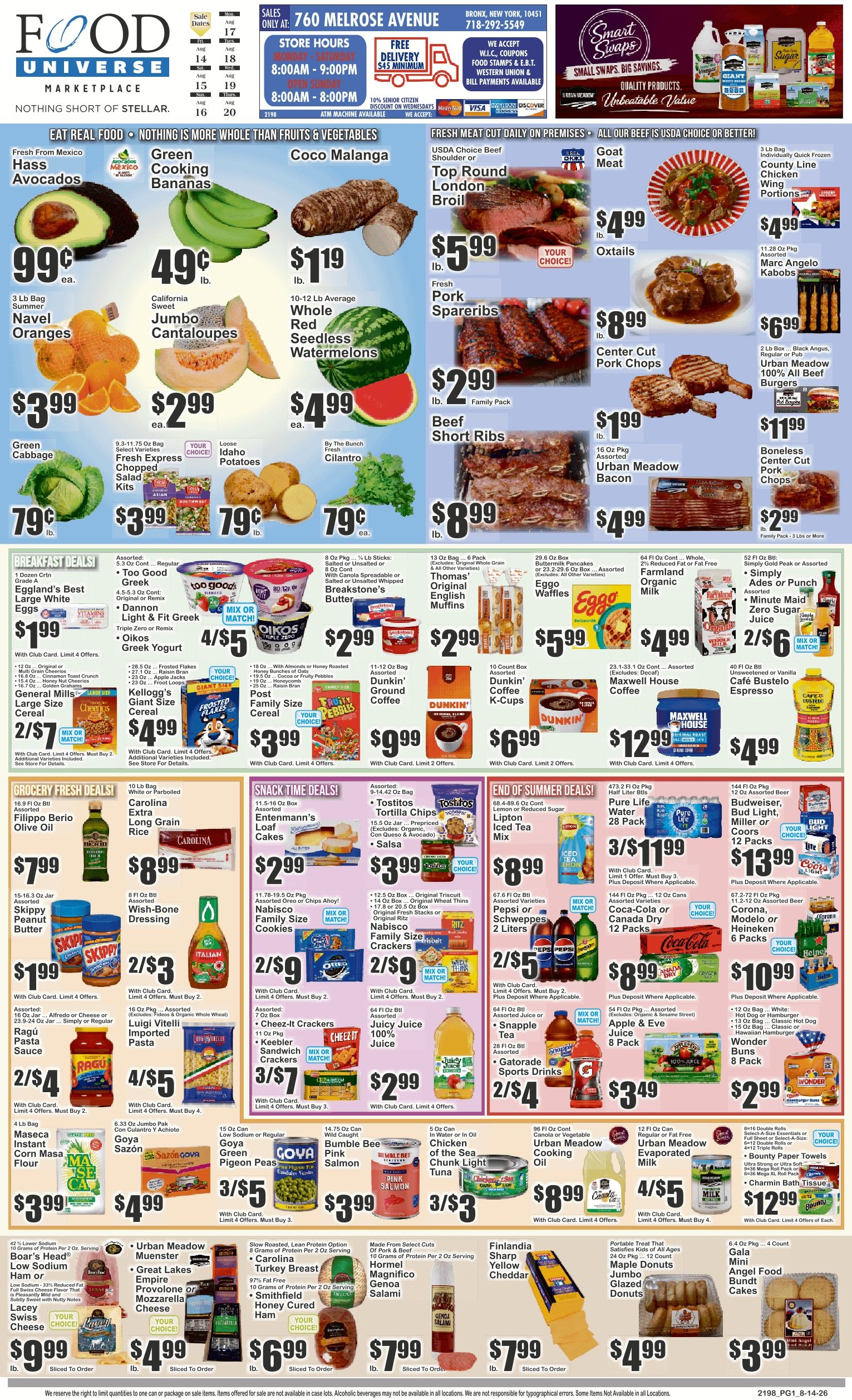 Food Universe (760 Melrose Ave., Bronx, NY) Weekly Ad August 14 - 20, 2026