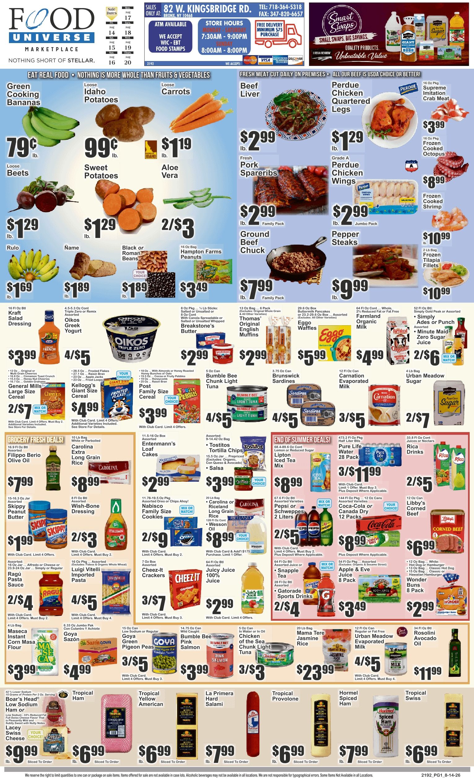Food Universe (82 W. Kingsbridge Rd., Bronx, NY) Weekly Ad August 14 - 20, 2026