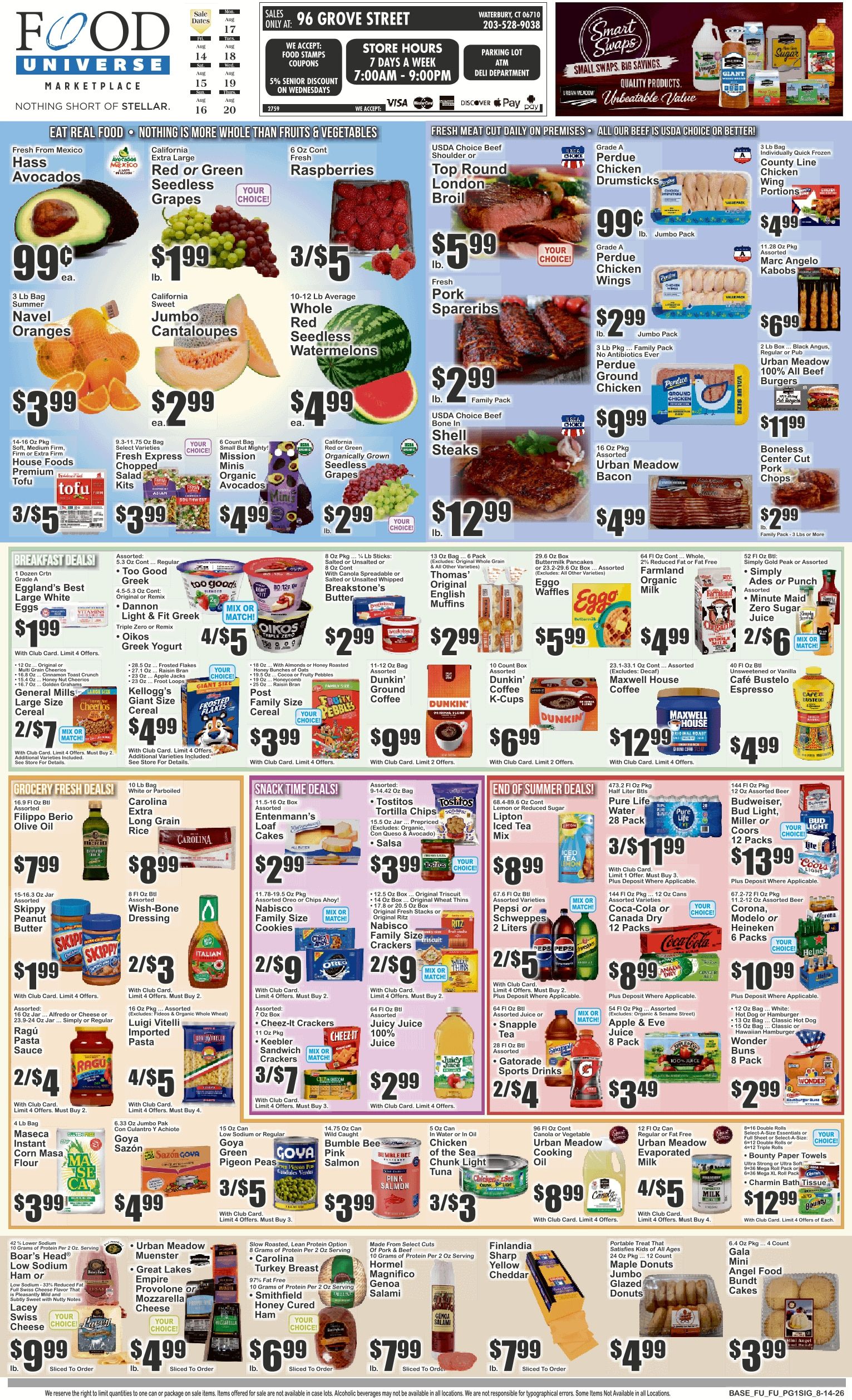 Food Universe (Waterbury, CT) Weekly Ad August 14 - 20, 2026