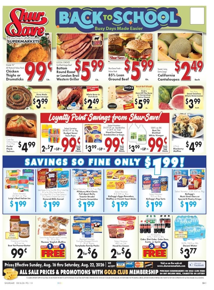 Zazzera's Supermarket ShurSave Weekly Ad August 16 - 22, 2026