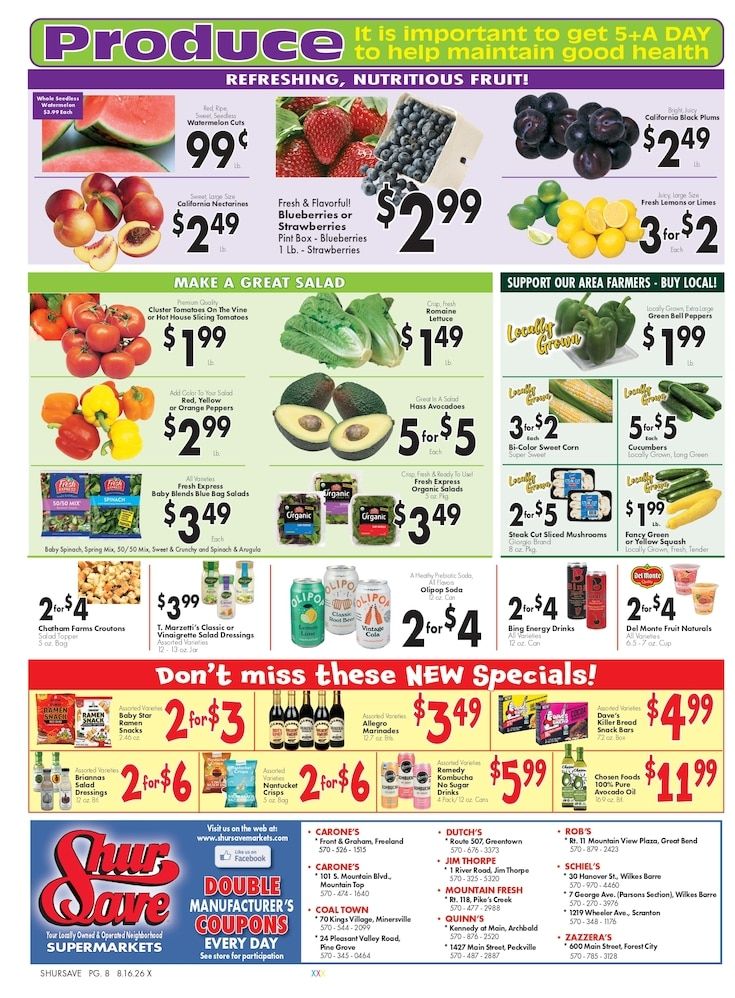 Zazzera's Supermarket ShurSave Weekly Ad August 16 - 22, 2026