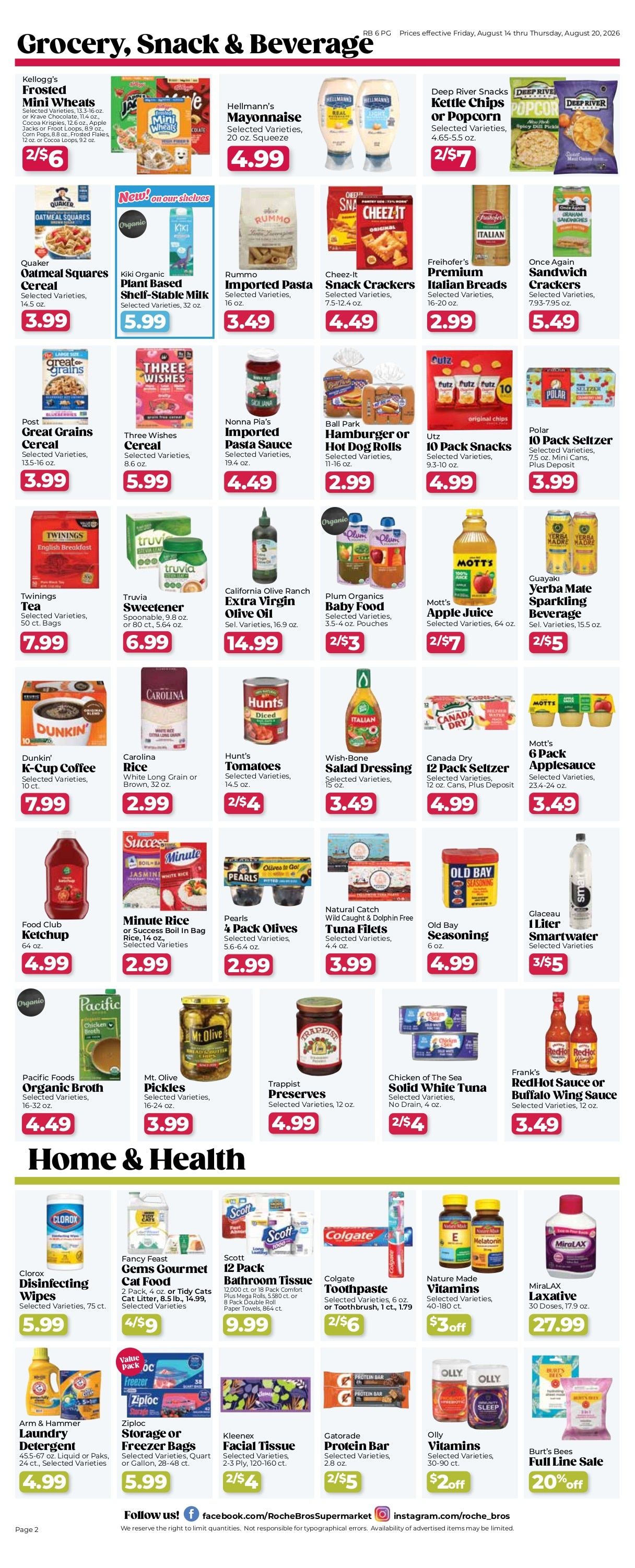 Roche Bros. Weekly Ad August 14 - 20, 2026