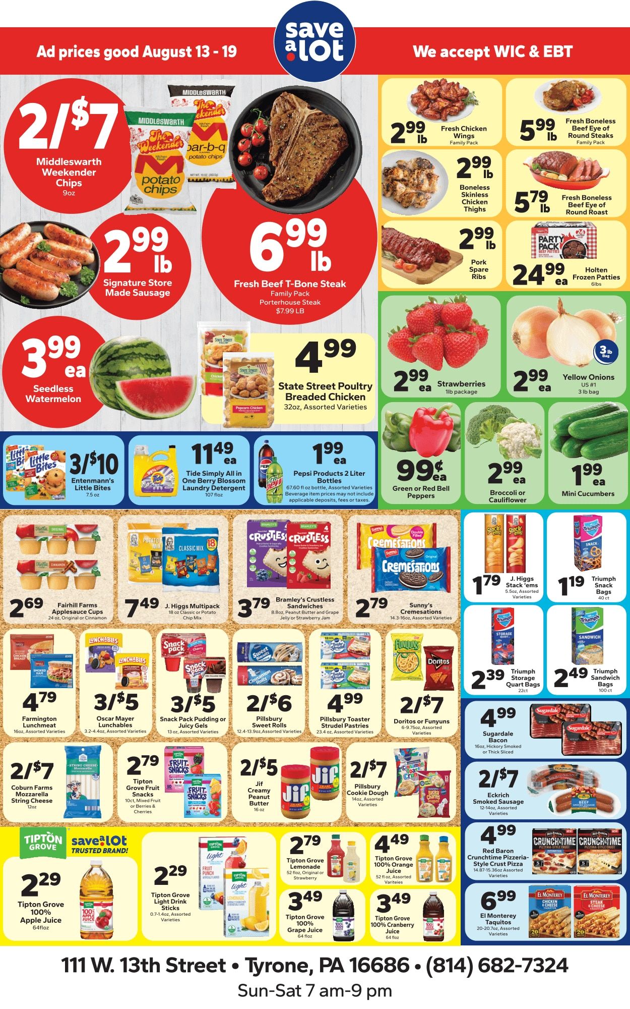 Save a Lot Food Stores (Tyrone, PA) Weekly Ad August 13 - 19, 2026