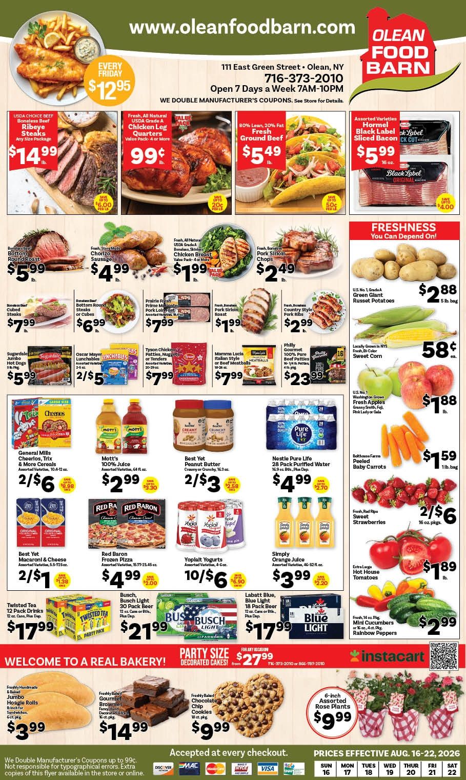 Olean Food Barn Weekly Ad August 16 - 22, 2026