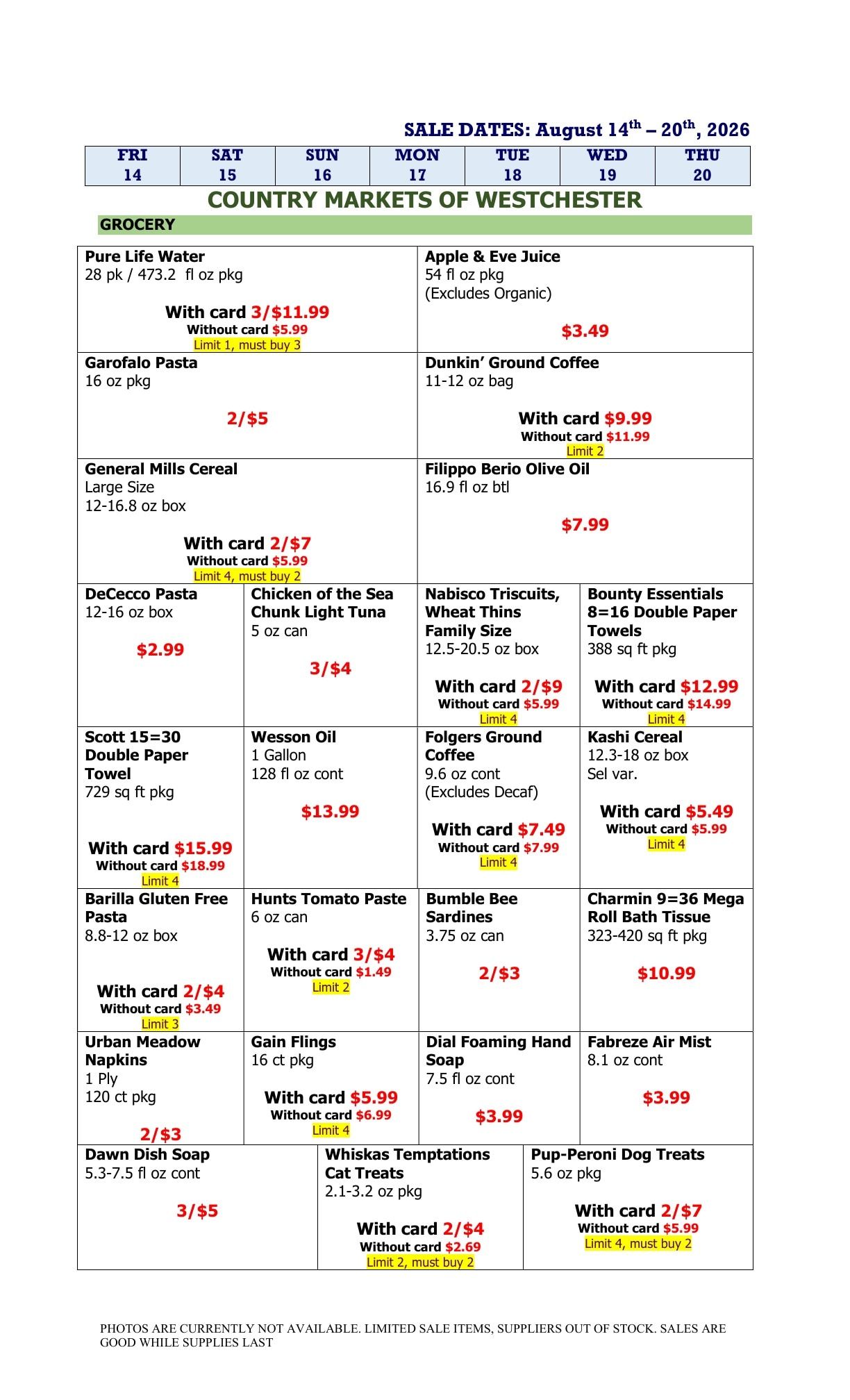 Country Markets of Westchester Weekly Ad August 14 - 20, 2026